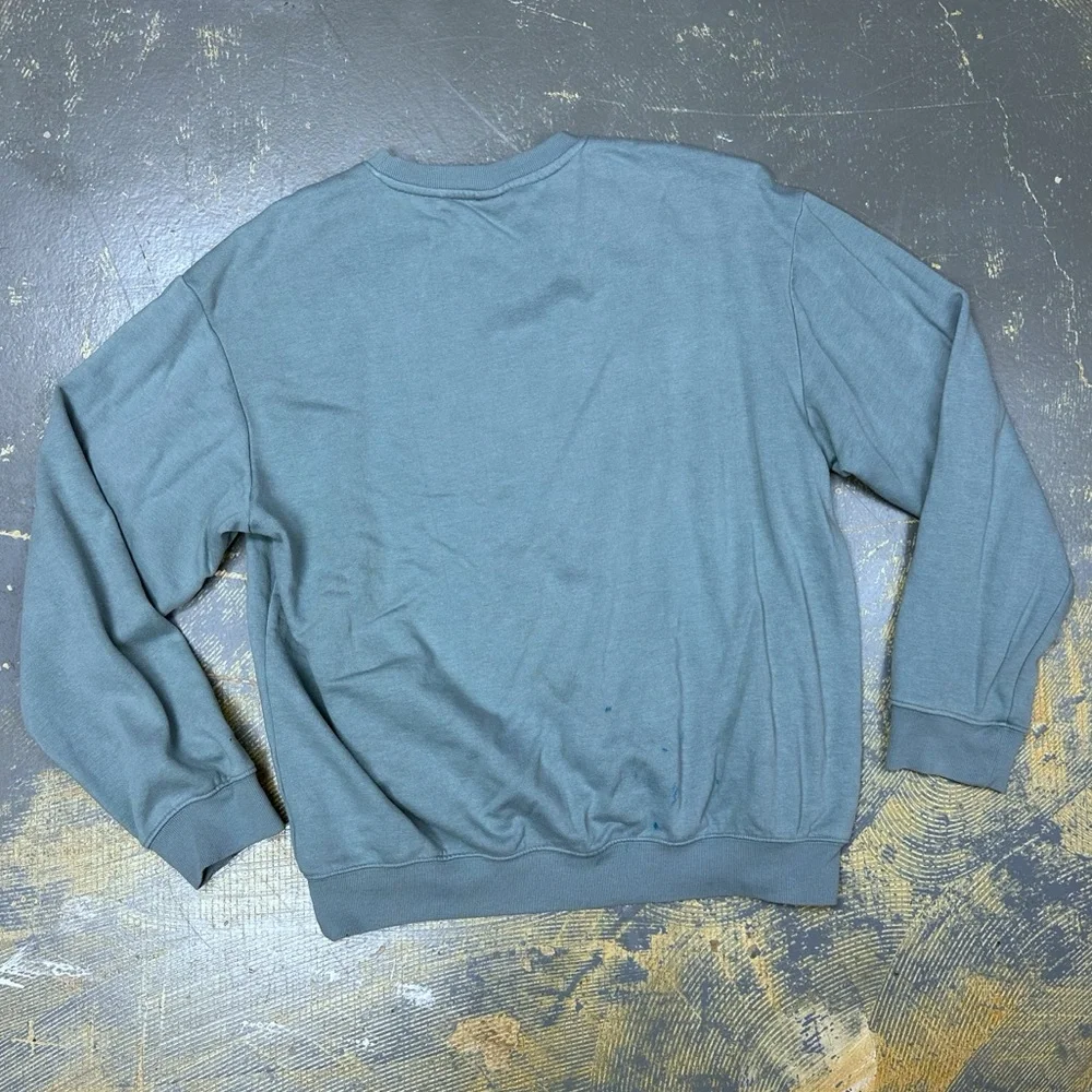 H&M Pullover Crew Neck Sweater Cotton Medium Sage Green Teal - Picture 2 of 6